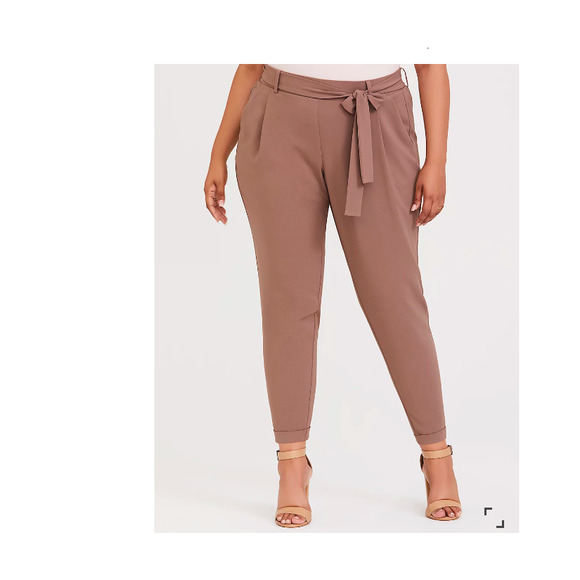 torrid Pants - Torrid TAUPE CREPE TIE-FRONT TAPERED PANT